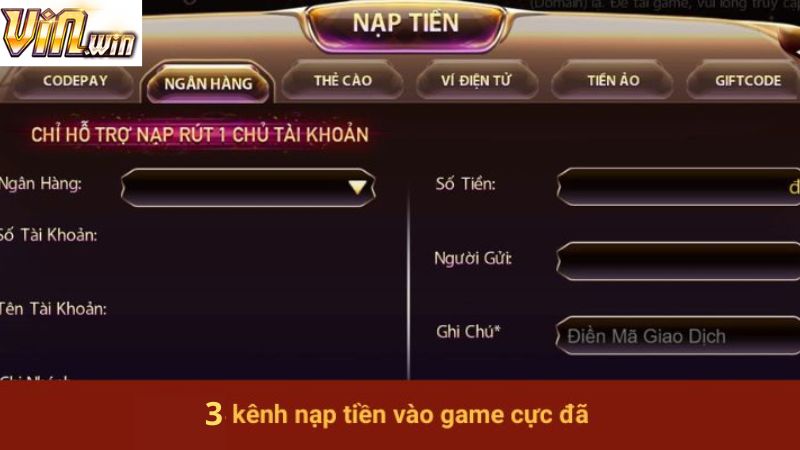 Hướng dẫn cách thức nạp tiền Vinwin nhanh chóng, an toàn